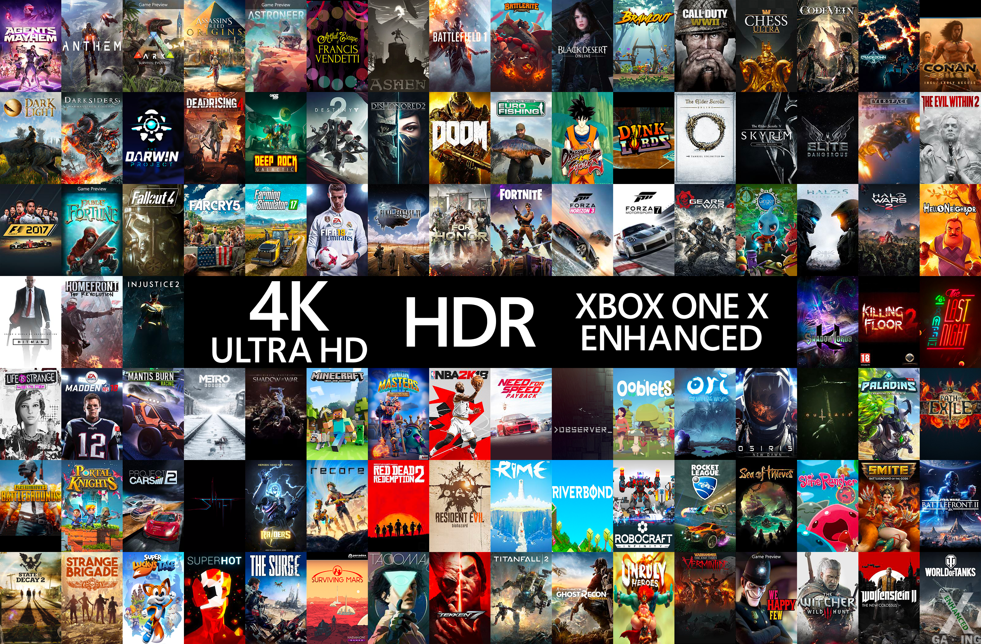 xbox one x enhanced games list